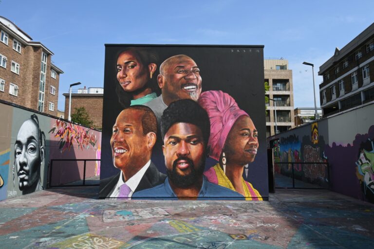 Photo of Mural by Dreph. Mural of 5 black heritage donors who are the face of NHS campaign.
